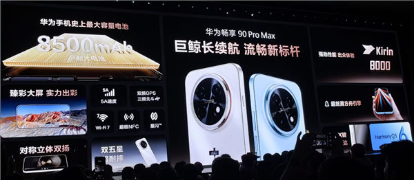 1699元起！华为畅享90 Pro Max发布：麒麟8000+8500mAh超大电池