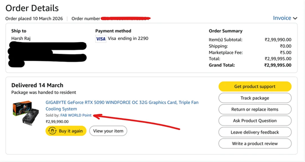 又有人被骗！花22000多买RTX 5090：却收到洗衣粉 商家拒不退款