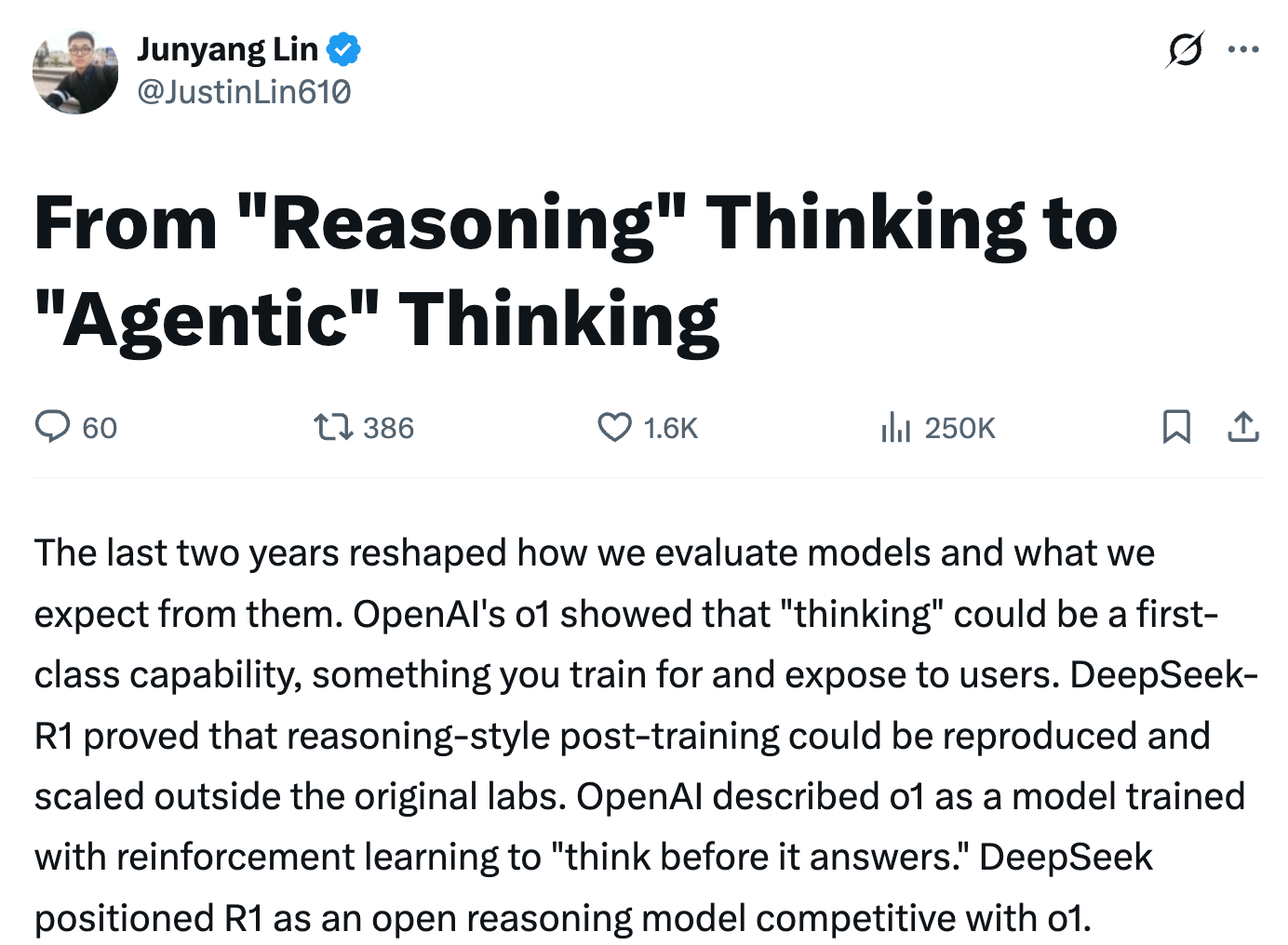 林俊旸离职后首发文：我们为什么没把“思考+指令”合并好？