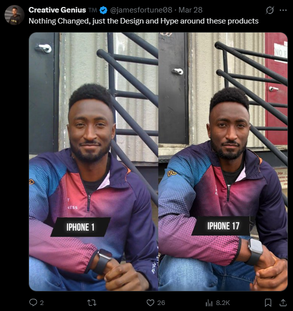 看懵了！初代iPhone到iPhone 17自拍对比 网友吐槽几乎一样