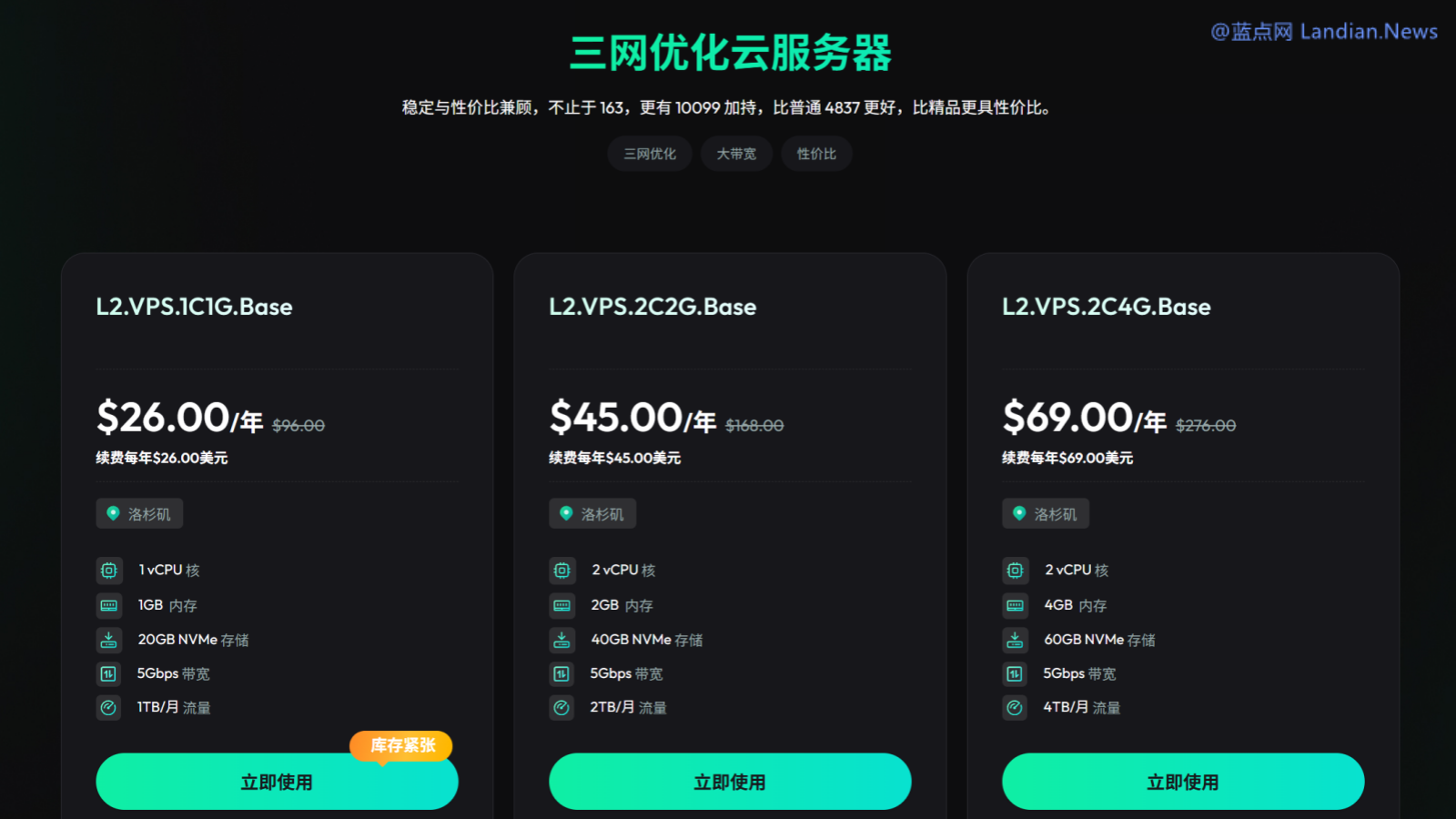 [推荐] VMRack洛杉矶CN2GIA精品线路高速VPS服务器 低至35美元/年