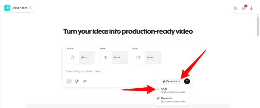 Chatting with HeyGen to plan the video.