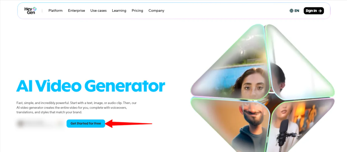 Signing up for HeyGen.