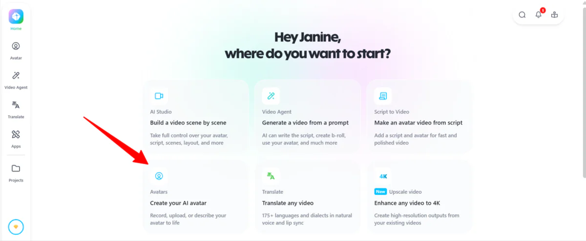 Creating an AI avatar with HeyGen.