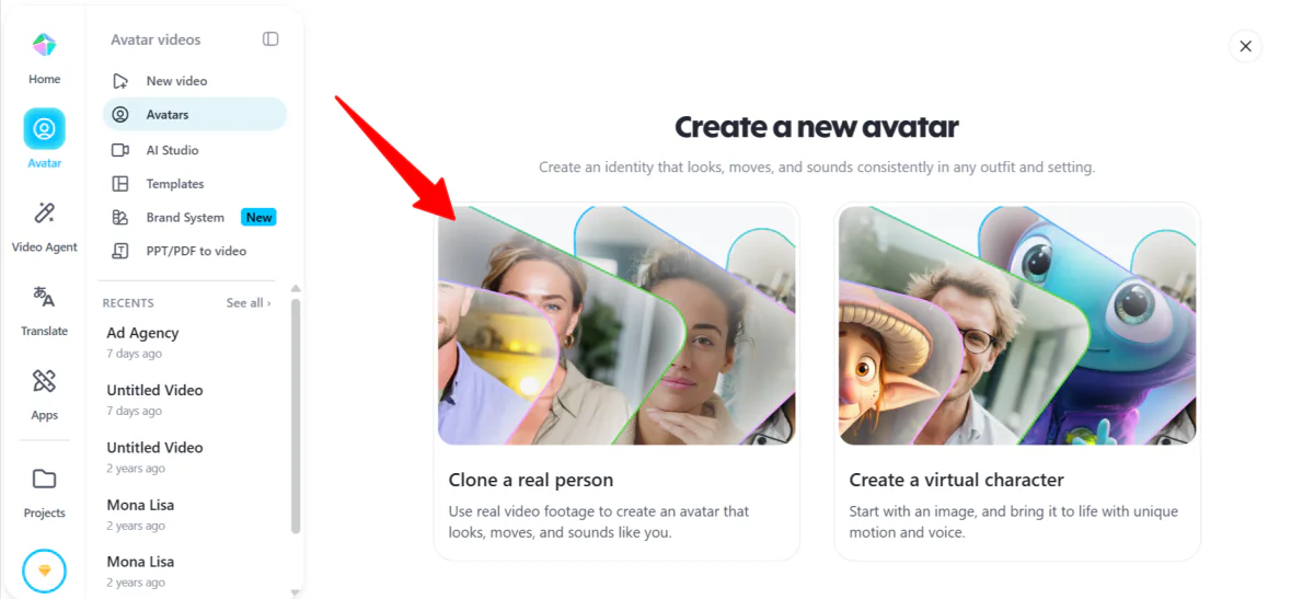 Cloning a real person with HeyGen.