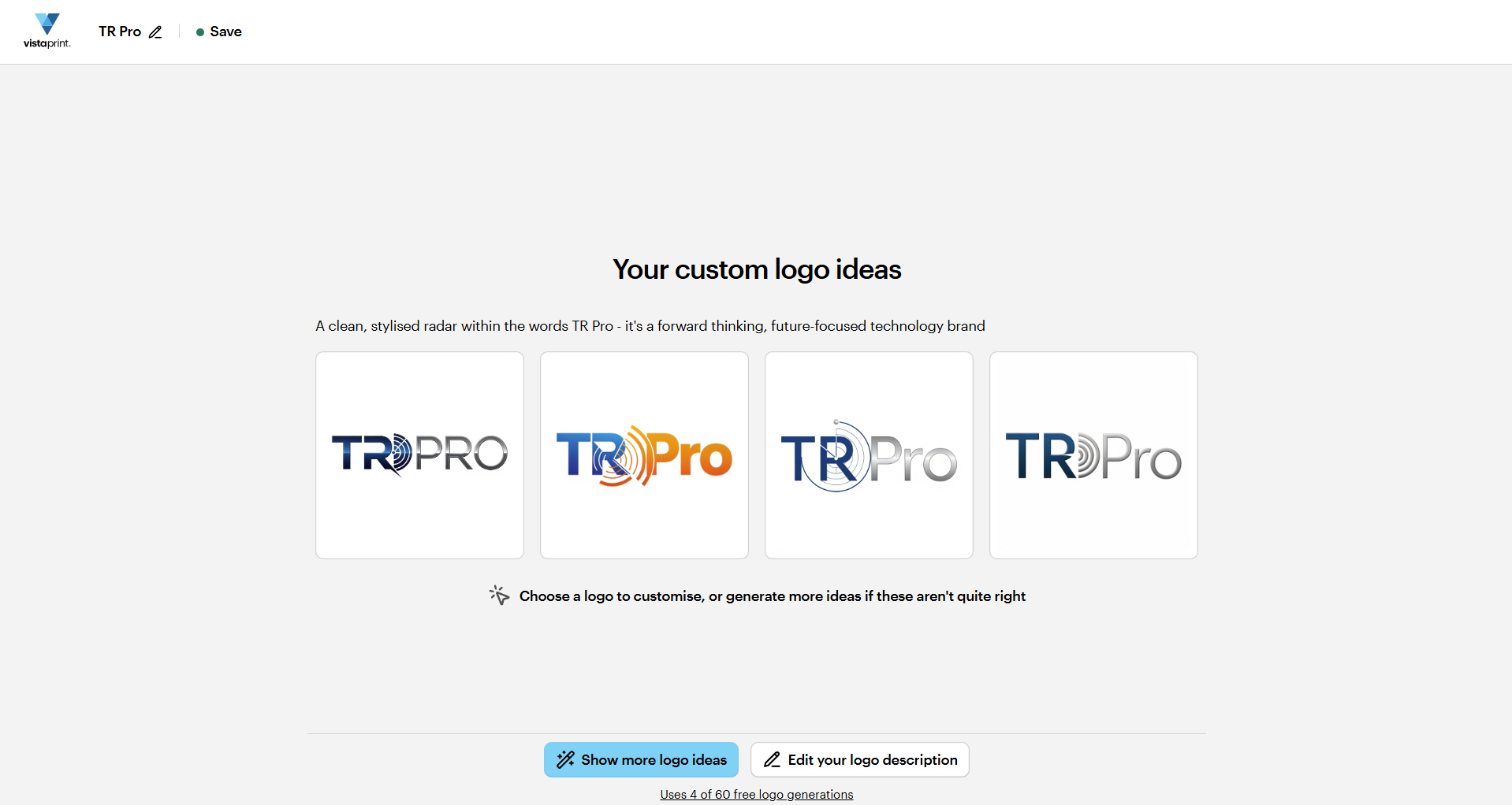 Testing out AI logo creation using VistaPrint's AI logo maker tool