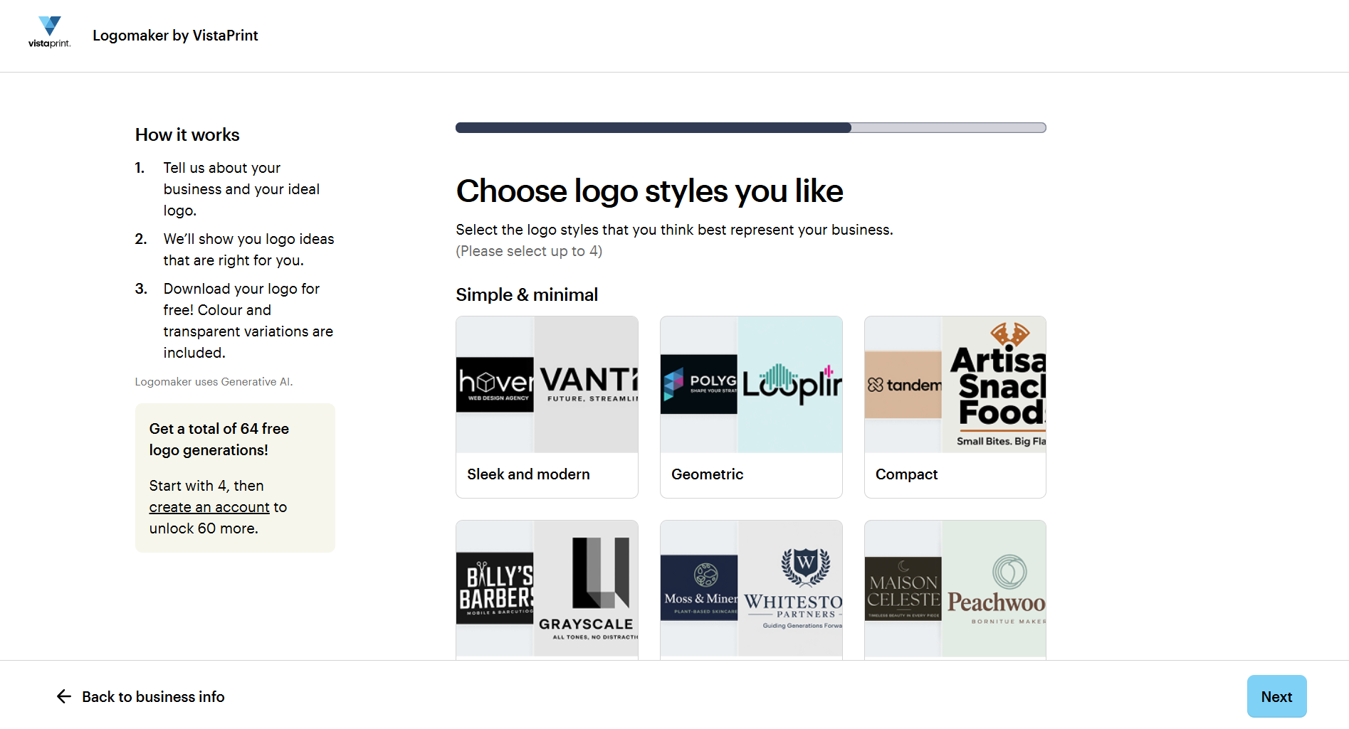 Testing out AI logo creation using VistaPrint's AI logo maker tool