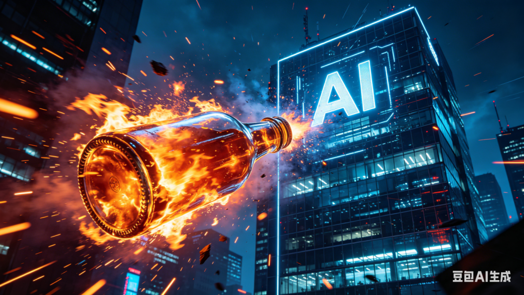 燃烧汽油瓶扔向AI大模型横图