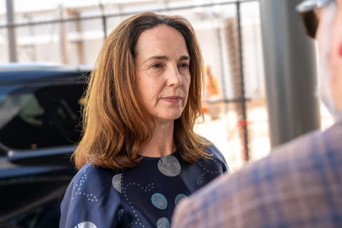 Sarah Friar listens during a conversation at the Stargate AI data centre.