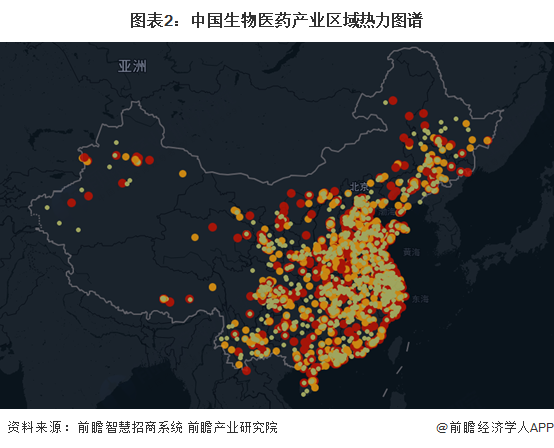 图表2：中国生物医药产业区域热力图谱