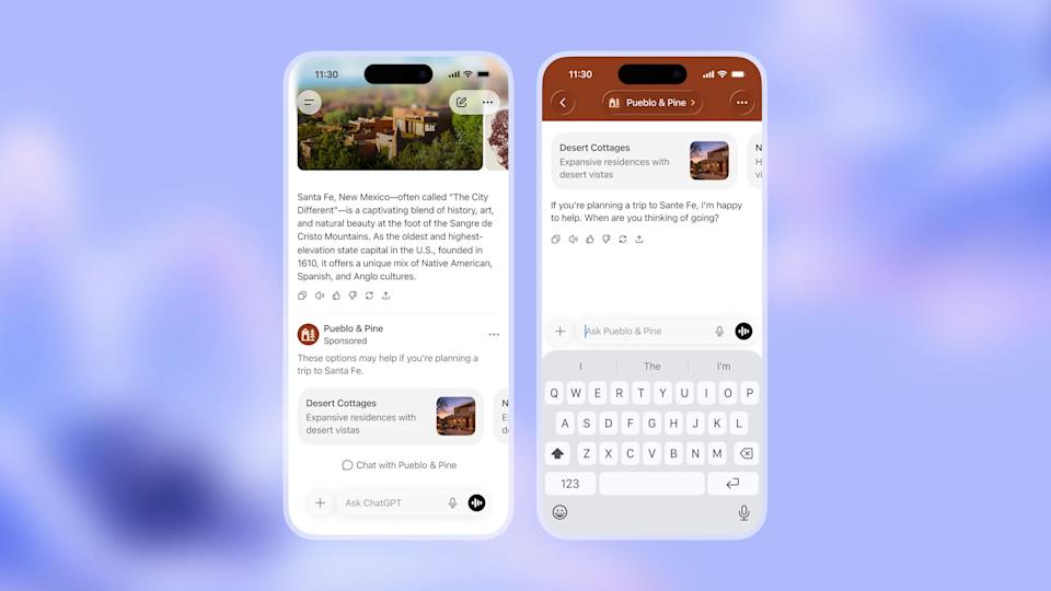 Users will be able to ask follow-up questions about sponsored content. 
