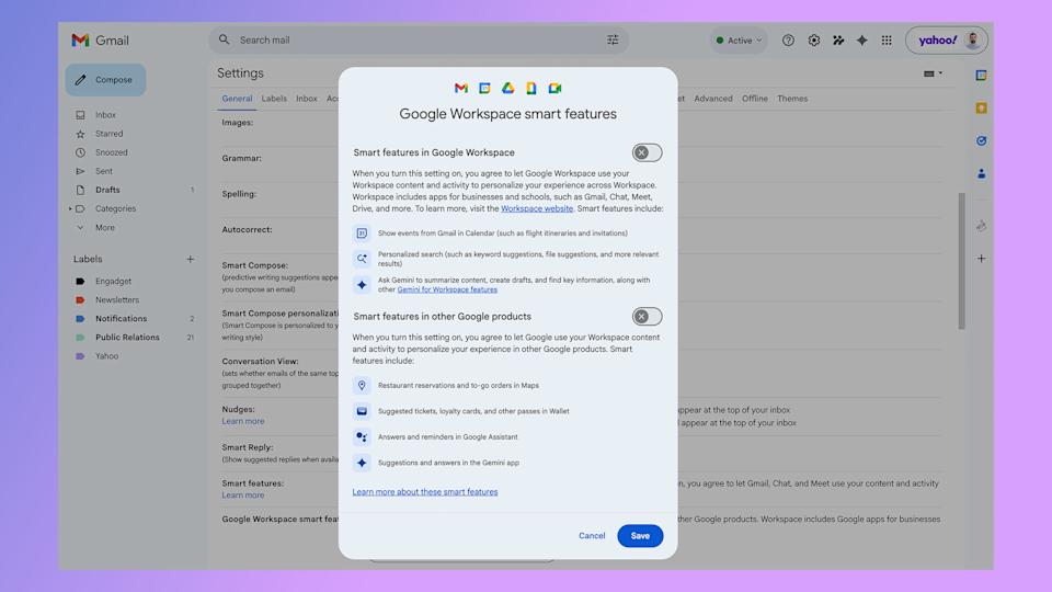 Disabling Gemini in Google Workspace will also turn off other features.