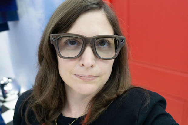 Karissa Bell wearing a pair of Ray Ban Display