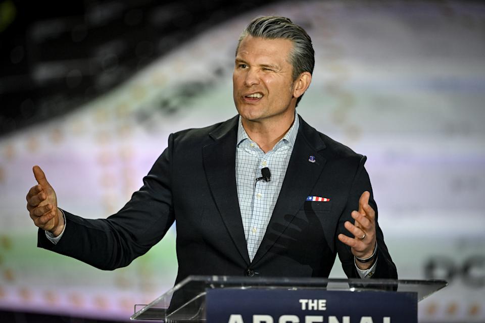 LOUISVILLE , CO - FEBRUARY 23: United States Secretary of War Pete Hegseth speaks during a visit to Sierra Space in Louisville, Colorado on Monday, February 23, 2026. (Photo by AAron Ontiveroz/The Denver Post)