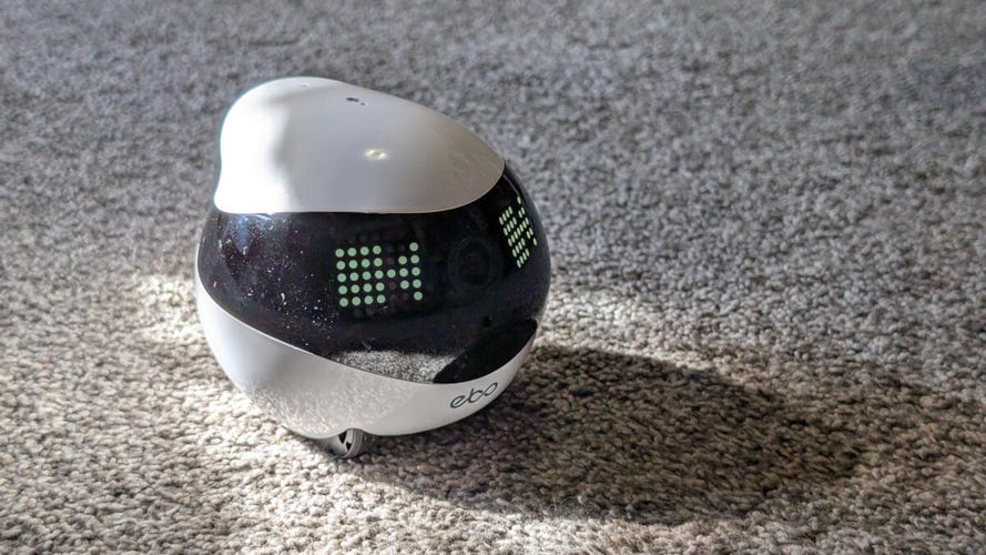 enabot-ebo-air-2-on-carpet-showing-camera-icons