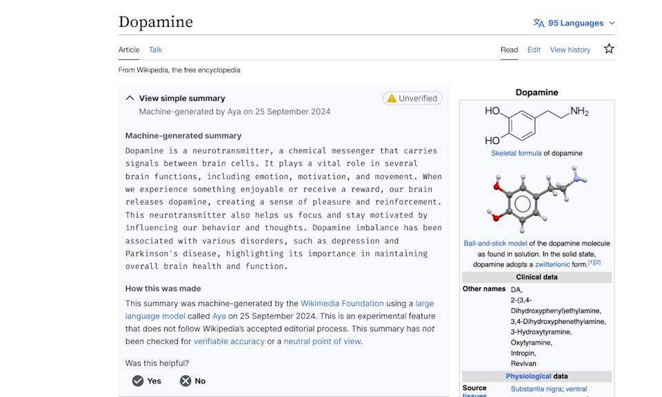 Screenshot of an AI-generated summary of a 