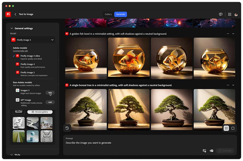 Adobe Firefly image generation