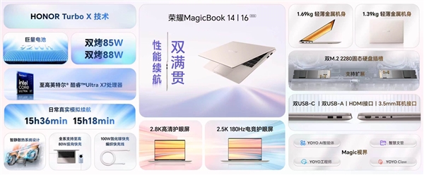 荣耀MagicBook 14/16 2026正式发布：首销5949元起！15.6小时真实续航