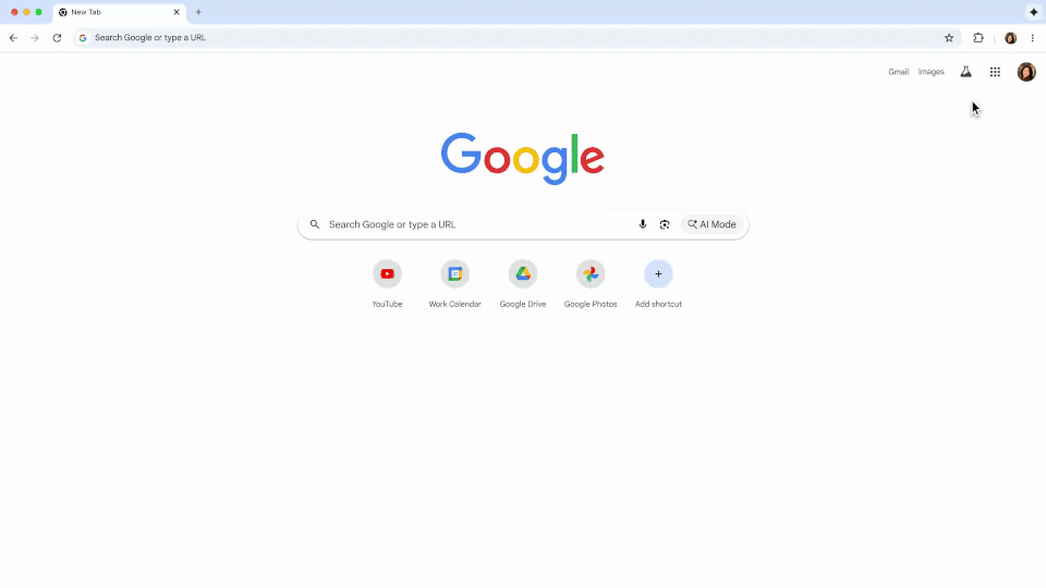 A GIF demonstrating Gemini in Chrome's browser history recall ability. 