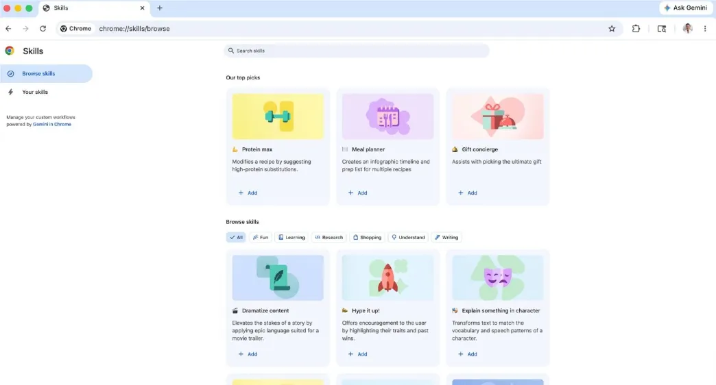 Chrome为Gemini上线