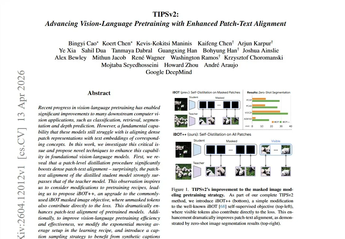 谷歌DeepMind TIPSv2