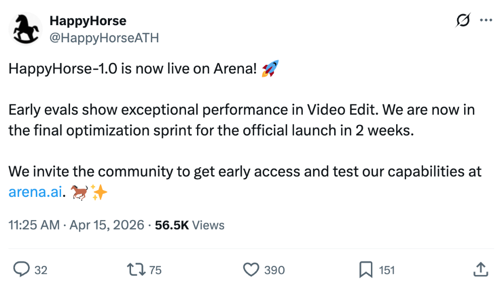 HappyHorse冲上“全球第一”，疑似在千问App灰度上线