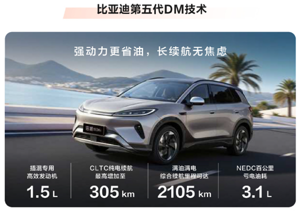 满油满电可跑2105km!2026款比亚迪海狮05上市:9.79万起