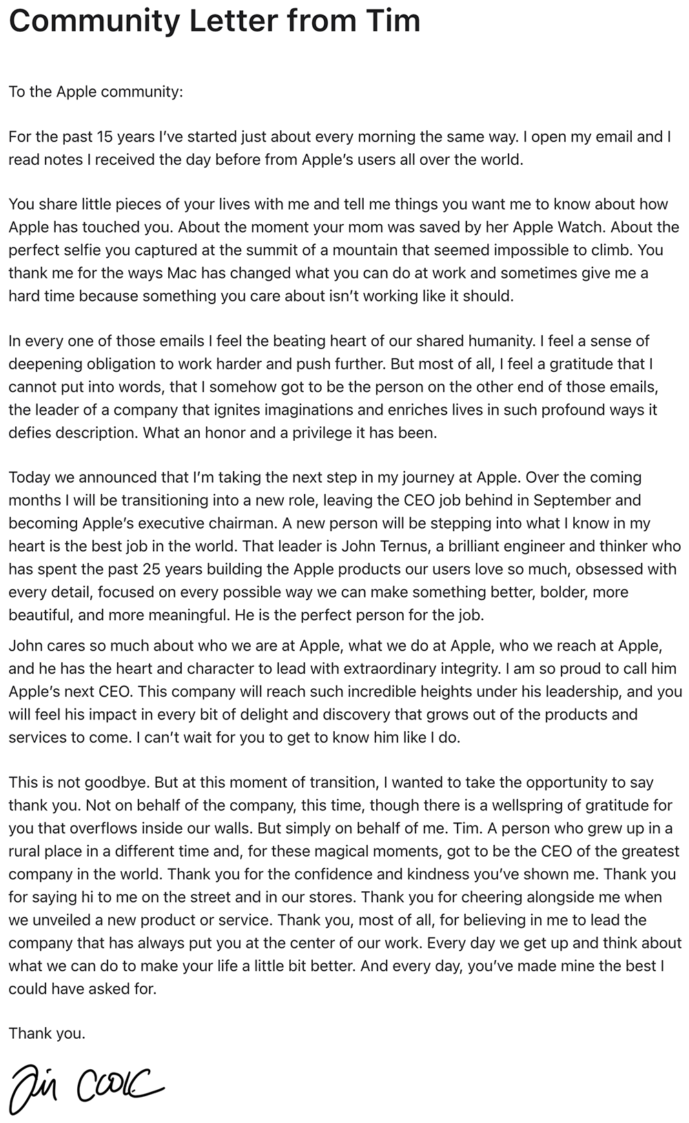 突发！库克卸任苹果CEO，一个时代结束了