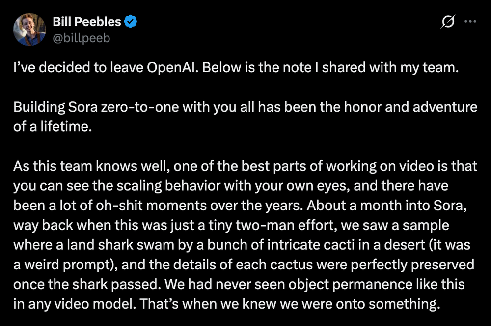 突发！OpenAI连失大将，Sora之父离职，IPO前夜风波不断
