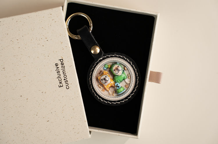 用户通过Meshy生成模型、再由拓竹打印机制作的定制钥匙扣