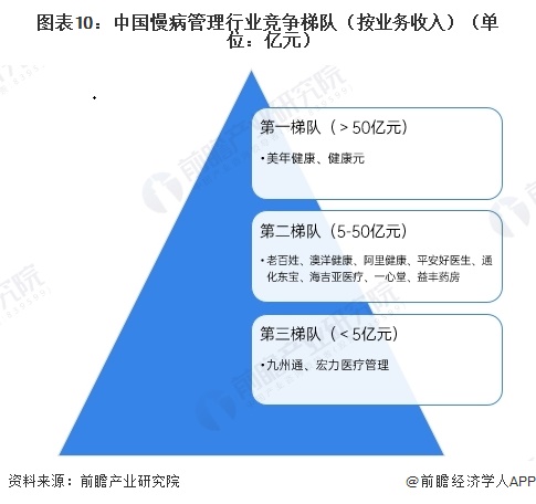 图表10：中国慢病管理行业竞争梯队（按业务收入）（单位：亿元）