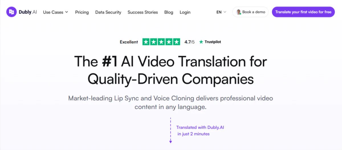 Dubly.AI homepage.