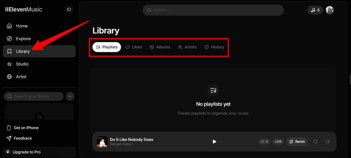 Viewing the Library in ElevenMusic.