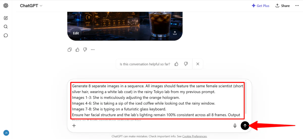 Asking ChatGPT to generate eight images simultaneously.