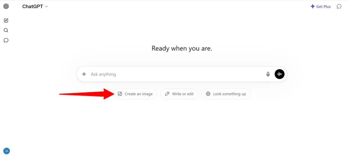 Creating an image in a new ChatGPT chat.
