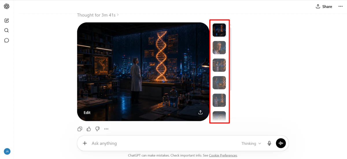 Eight images generated with one prompt in ChatGPT.