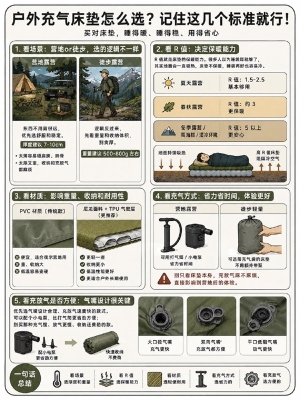 新手露营不踩坑 充气床垫别只看厚薄 这么选就对了