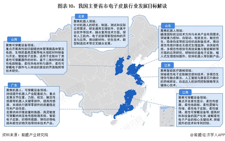 图表10：我国主要省市电子皮肤行业发展目标解读