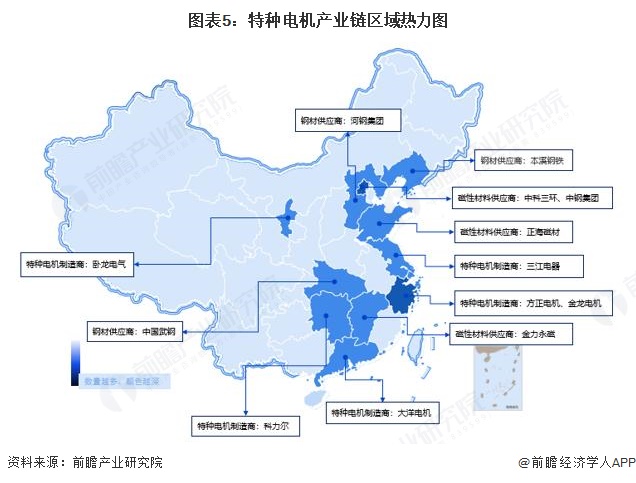 图表5：特种电机产业链区域热力图