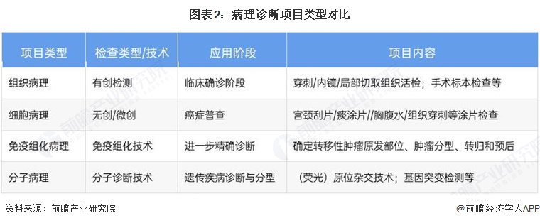 图表2:病理诊断项目类型对比