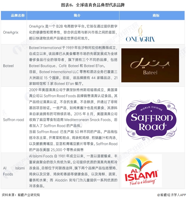 图表6：全球清真食品典型代表品牌