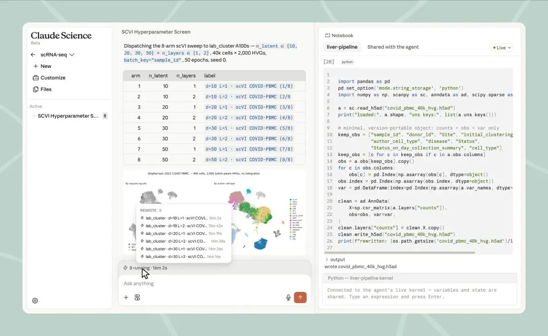 Image showing how Claude science builds environments and manages compute on your laptop, your cluster, or GPUs on demand.