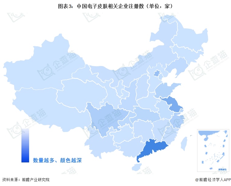 图表3:中国电子皮肤相关企业注册数(单位:家)