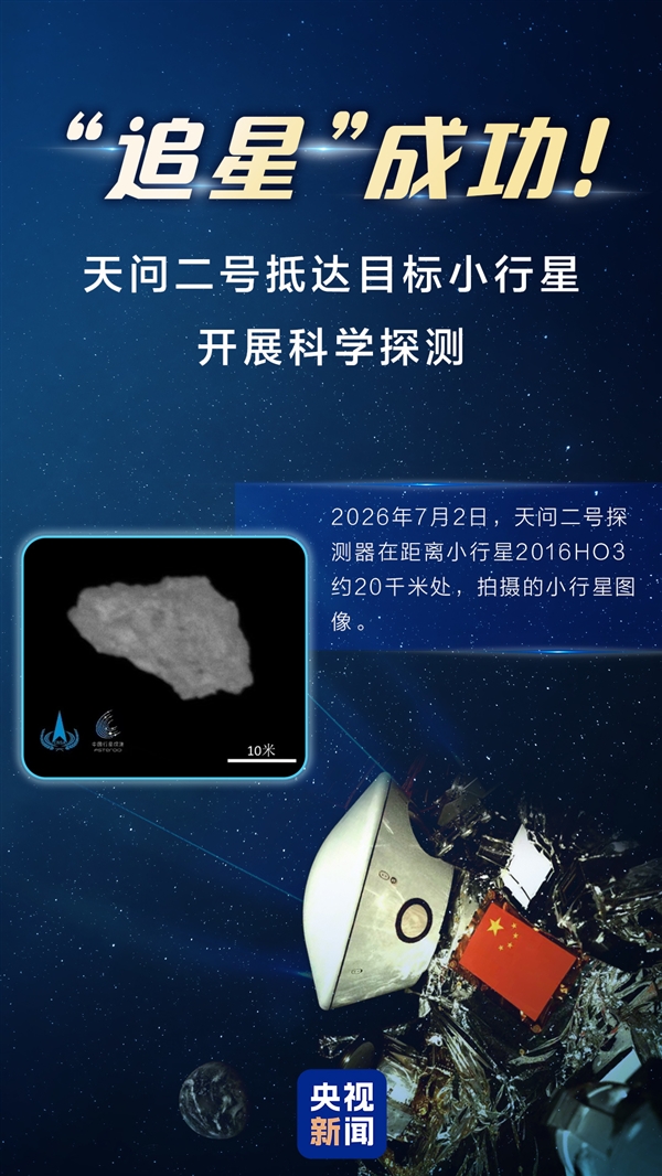 “追星”成功！天问二号探测器抵达目标小行星：开展科学探测