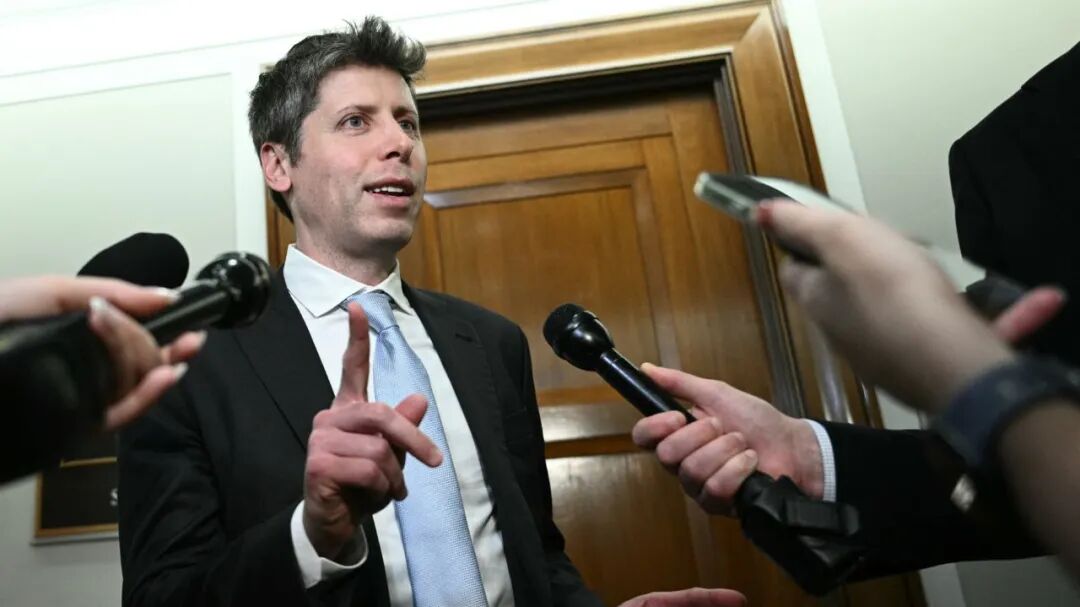 OpenAI Ceo Sam Altman speaks to journalists after meeting with US House Minority Leader Hakeem Jeffries on Capitol Hill in Washington, DC, on June 3, 2026. (Photo by Brendan SMIALOWSKI / AFP via Getty Images)