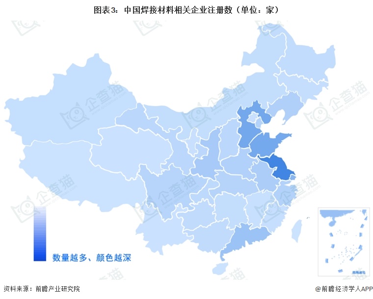 图表3:中国焊接材料相关企业注册数(单位:家)