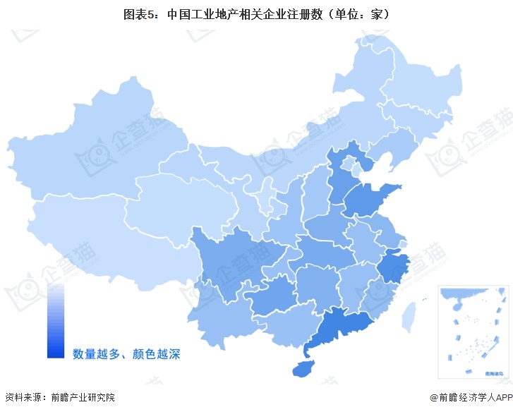 图表5:中国工业地产相关企业注册数(单位:家)
