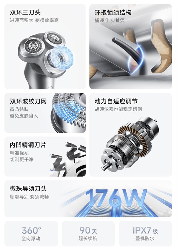 249元!小米推出新款米家电动剃须刀:双环三刀头 90天超长续航