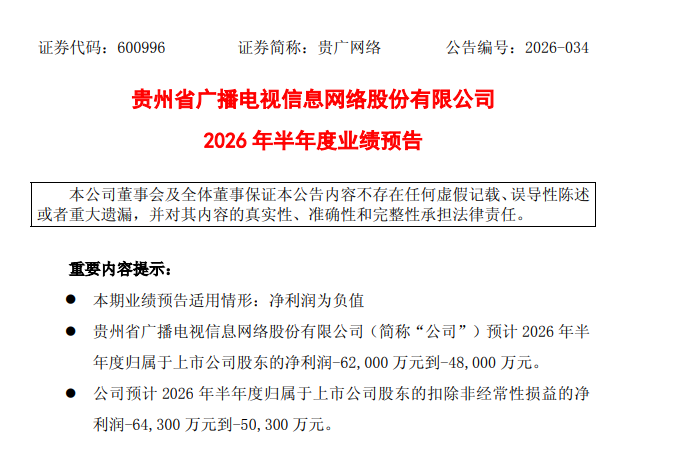 图3：贵广网络2026年半年度业绩预告