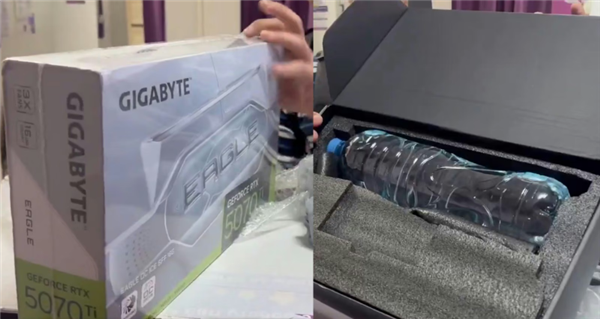 买RTX 5070 Ti开出矿泉水！玩家当场开箱逃过一劫：全程录像留证才给退货
